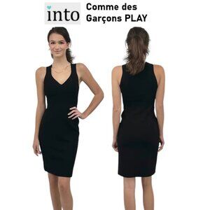 NWT into V-Neck Sleeveless Stretch Janese Black Ribbed Knit Bodycon Minidress M